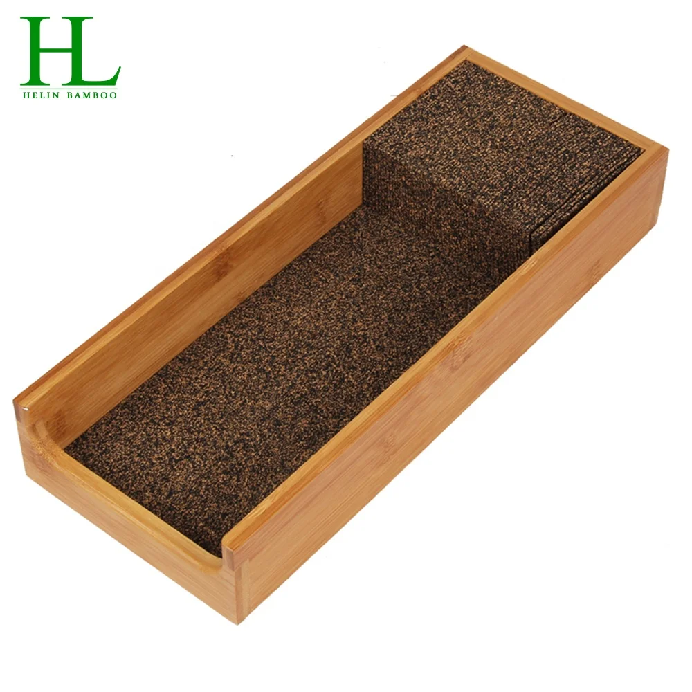 New design bamboo kitchen knife organizer with cork divider bamboo knife block with cork divider