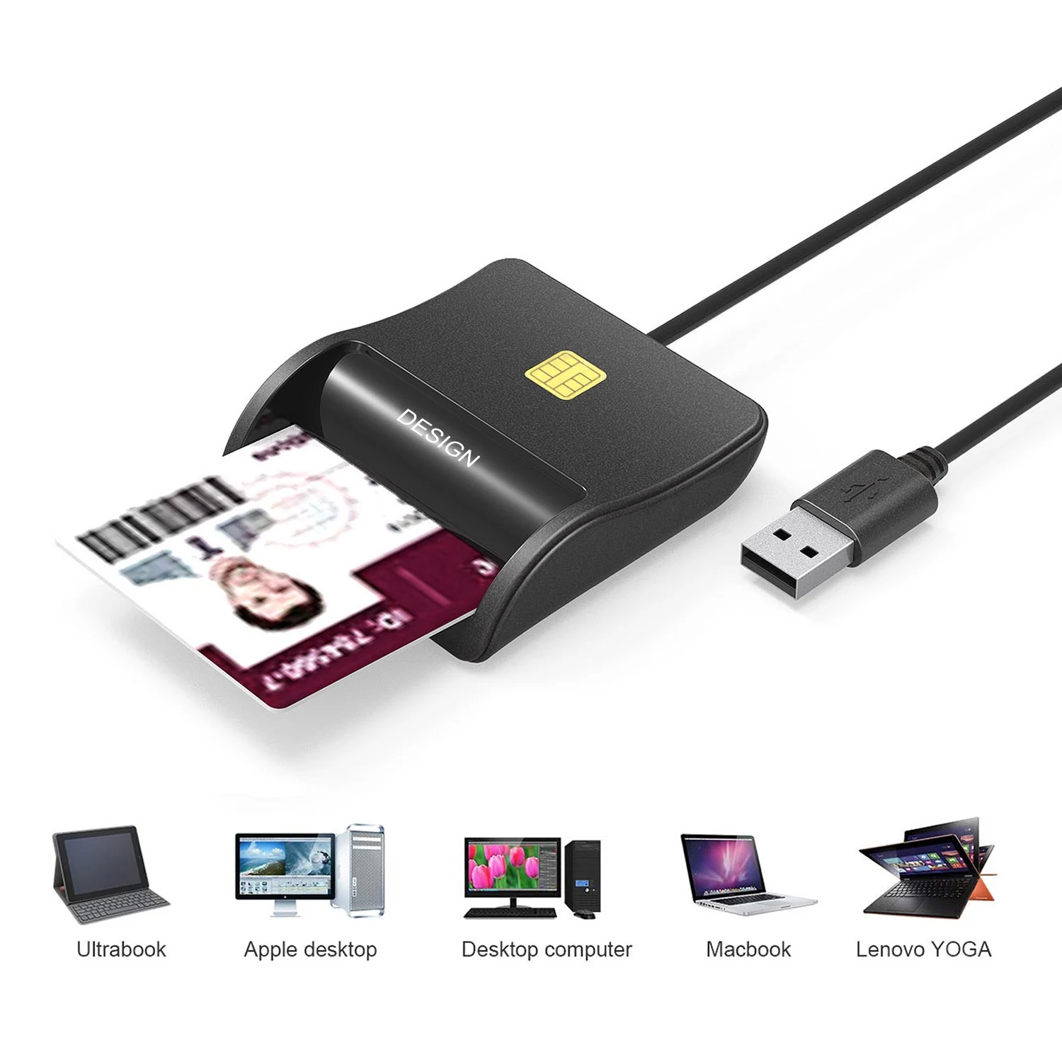  Высококлассный считыватель смарт-карт USB 2 0 поддерживает магнитный чип ATM IC ID
