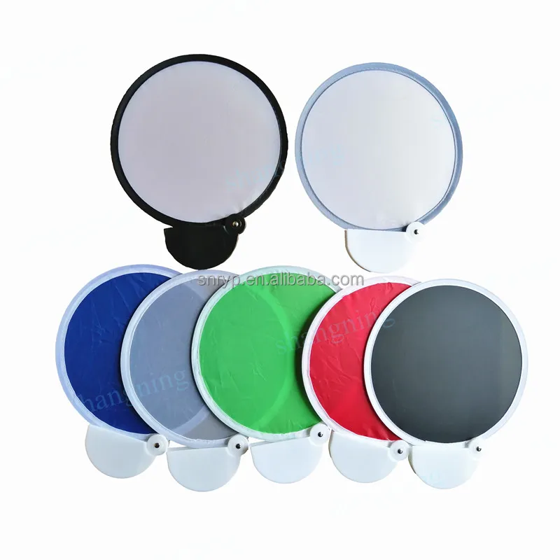 
Customzed new design Plastic handle hand held fan Mini Round Folding Fan with full color printed 