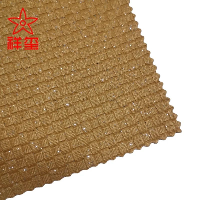 Hot sale glossy faux glitter embossed synthetic leather for upholstery bag