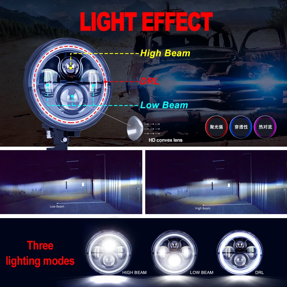 Pass NHTSA DOT Headlight assembly For hummer h2 accessories 7 inch headlight led car headlights