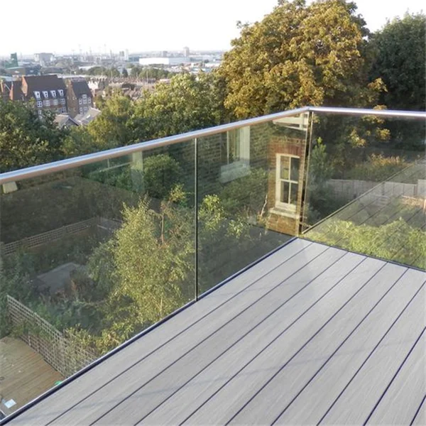 External terrace fencing railing frameless glass porch deck balustrade aluminium U channel clamp deck balcony railing