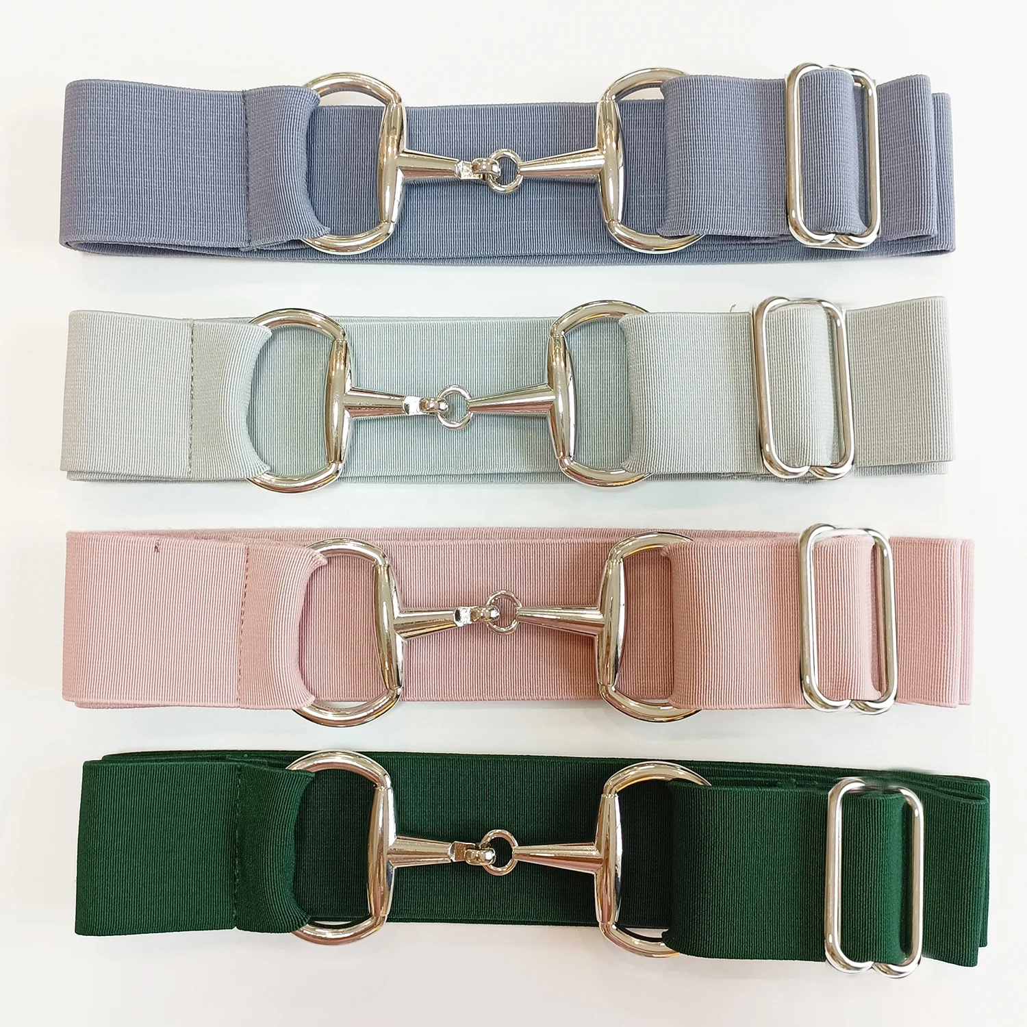 NO MOQ 200 Colors 2 inch 5 cm Wide Horse Riding Elastic Equestrian Belt with Snaffle Bit Buckle
