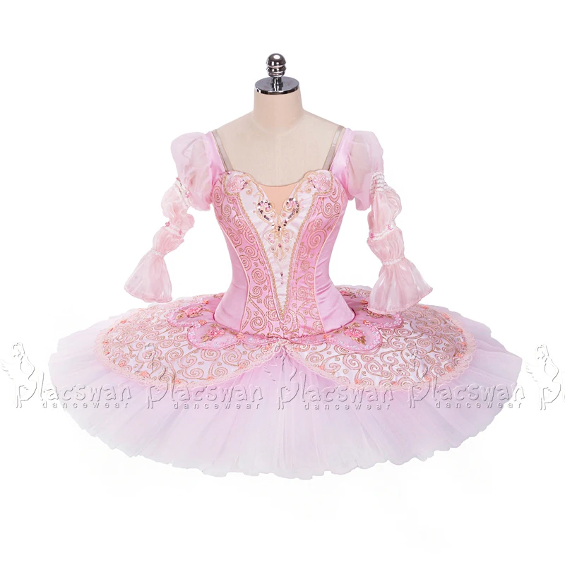 
Hooks and Eyes Fastening Shiny Stretch Satin Pink Fairy Doll Professional Classic Stage Tutu Ballet Costume 