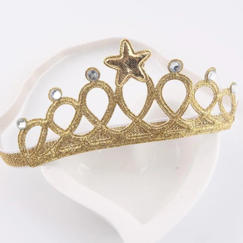 European and American Fashion Golden/Sliver Crown Hair Band Headband for Kid Baby Toddler Birthday Gift