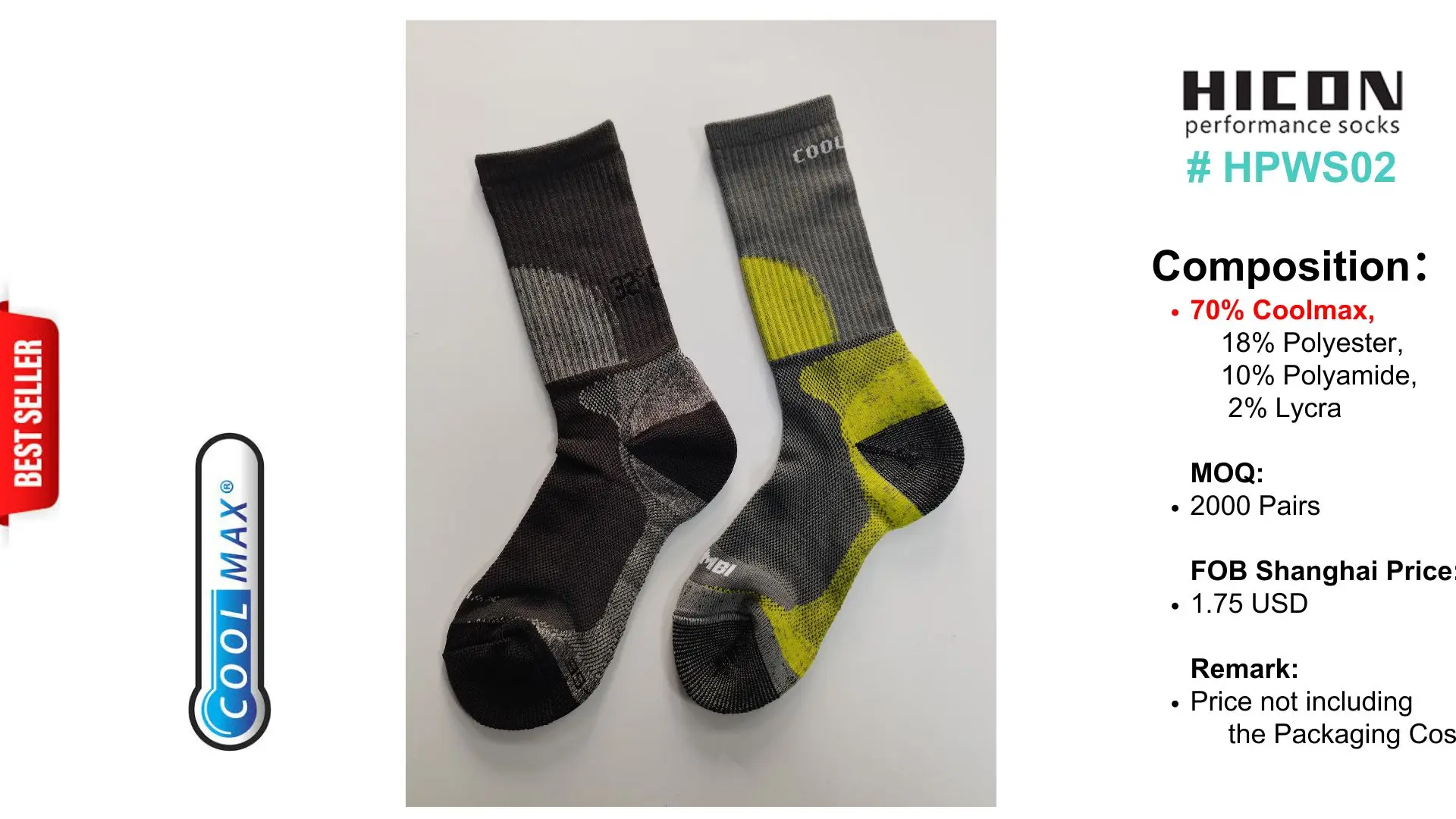 OEM Custom Outdoors Performance Hiking Trekking Coolmax Merino Thermolite Copper Socks