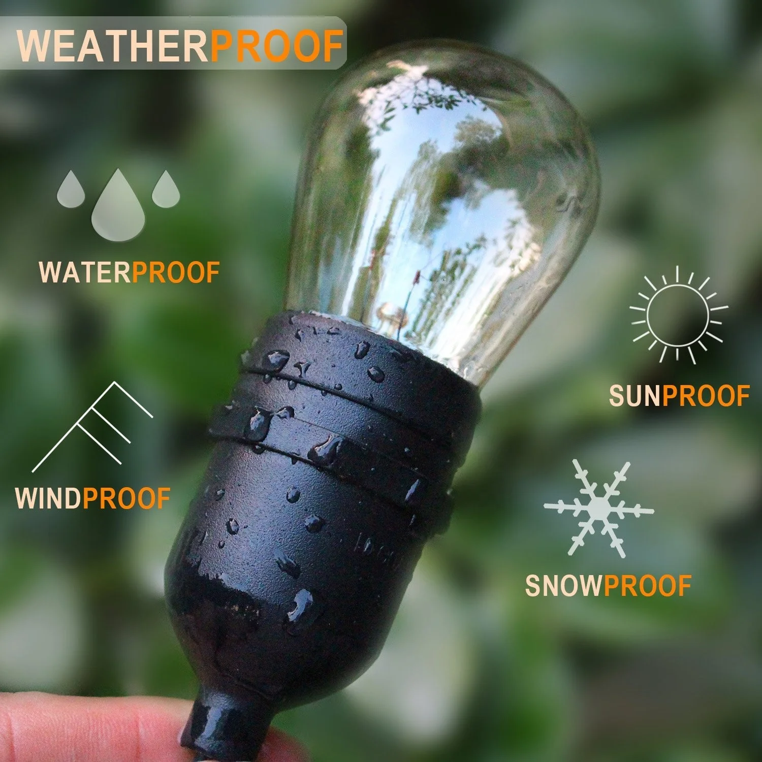 S14 48FT15 PCS sockets 2W bulb E27 spiral LED courtyard decoration outdoor lighting IP65 lamp string