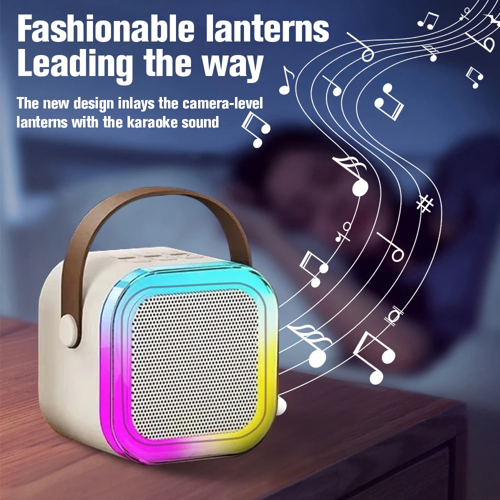 New For Singing Portable Smart Wireless Bluetooth RGB Light Speaker Home Theater Karaoke Wireless Microphone Speaker Bt Speaker