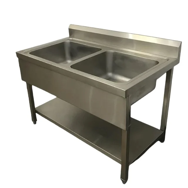 Stainless Steel European Style Kitchen Sink Working Table with Drainboard/Restaurant Stainless Steel Bench outdoor sink