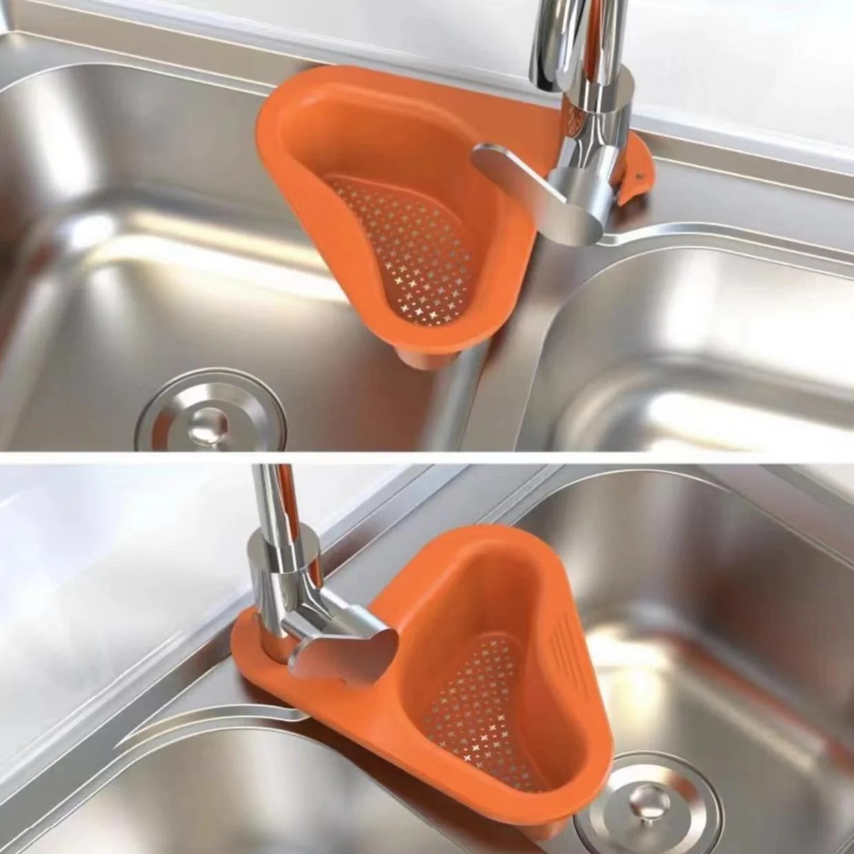 2022Hot Sale Swan Drain Basket Sink Multi-functional Hanging Filtering Draining Rack Triangular Sink Strainer Basket For Kitchen