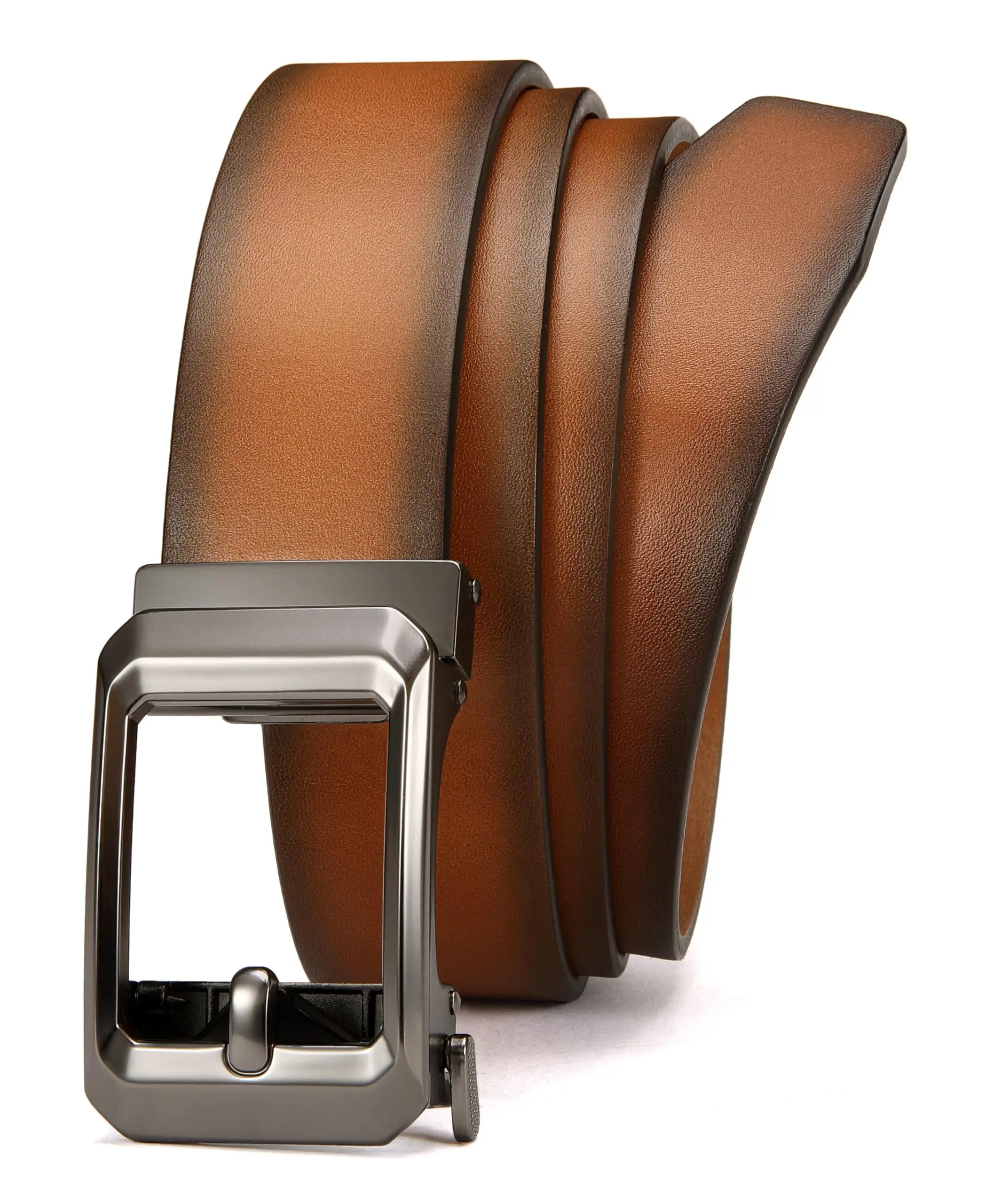 Custom Wholesale Personalized Men Private Label Auto Automatic Ratchet Sliding Men Genuine Leather Belt