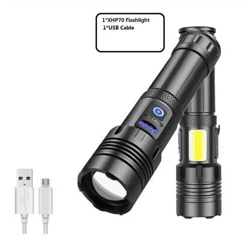 1000lumen 26650 XHP90 XHP70 LED Flashlight LED display USB Torch for Outdoor Camping Cycling Fishing 18650 26650 COB Work Lamp