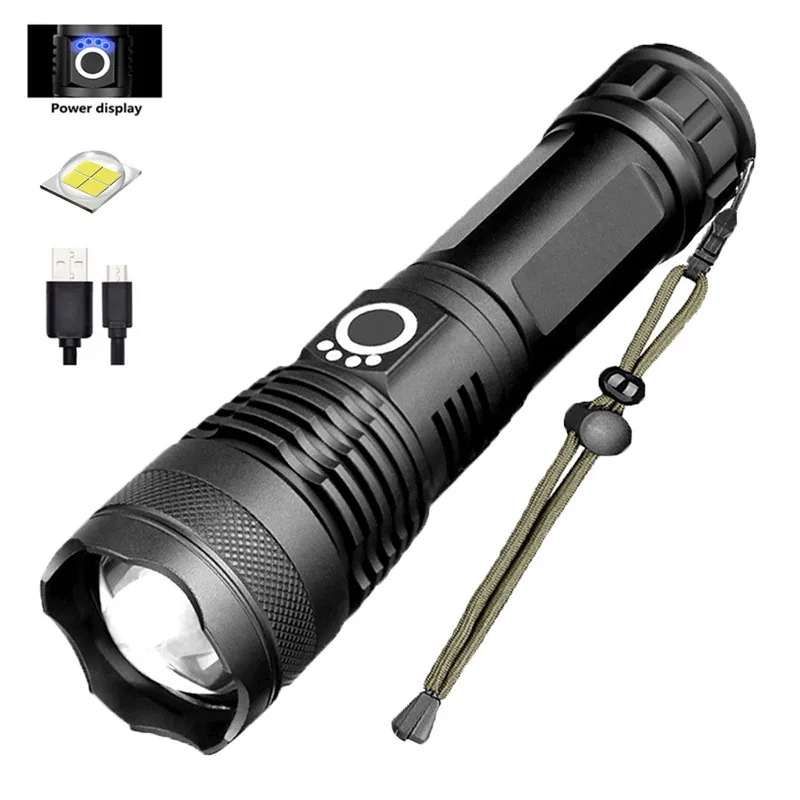 Xhp50.2 Outdoor  Urgent Emergency Hunting Powerful High Quality Recharging OEM single port USB charger Flashlight Torch