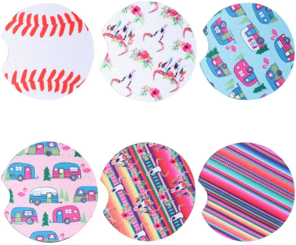 Оптовая продажа сублимационный дизайн Неопреновый резиновый держатель для чашки подставка автомобиля нескользящая стола кружки подставки пива напитков чая