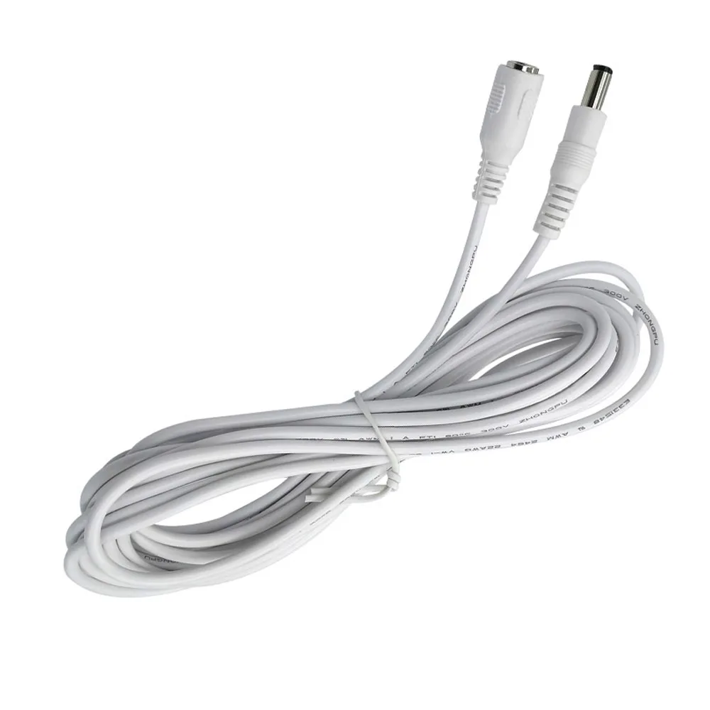  12V DC Extension Cable 5521 Power Supply Adapter Flat Extender Cord Female to Male Wire for CCTV Security Camera IP