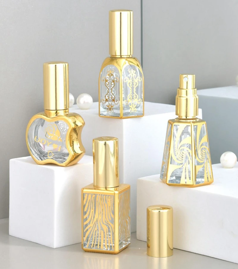 luxury Empty mini glass arabic perfume bottle golden arabic 10ml