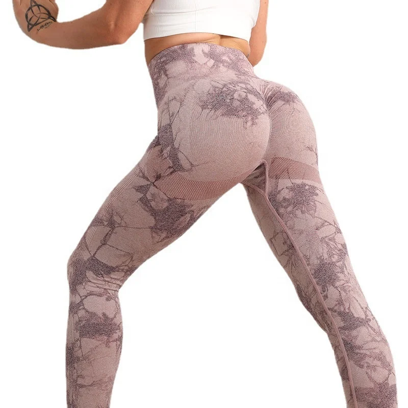 Hot Sale Woman Scrunch Booty Tie Dye Recycled Sustainable Yoga Pants Push Up Sportswear Fitness Tight Workout Marble Leggings