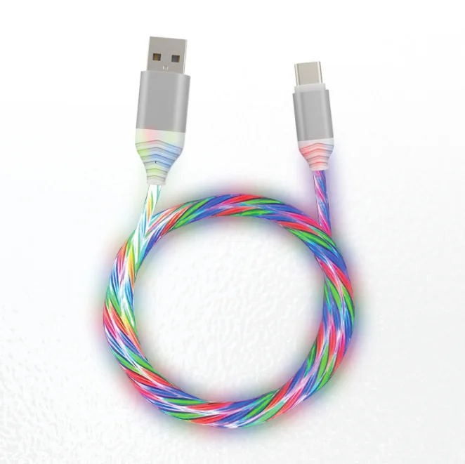 Быстрое зарядное устройство со светодиодной подсветкой, автоматическое зарядное устройство со светодиодной подсветкой типа C, зарядный кабель с подсветкой lightning и USB