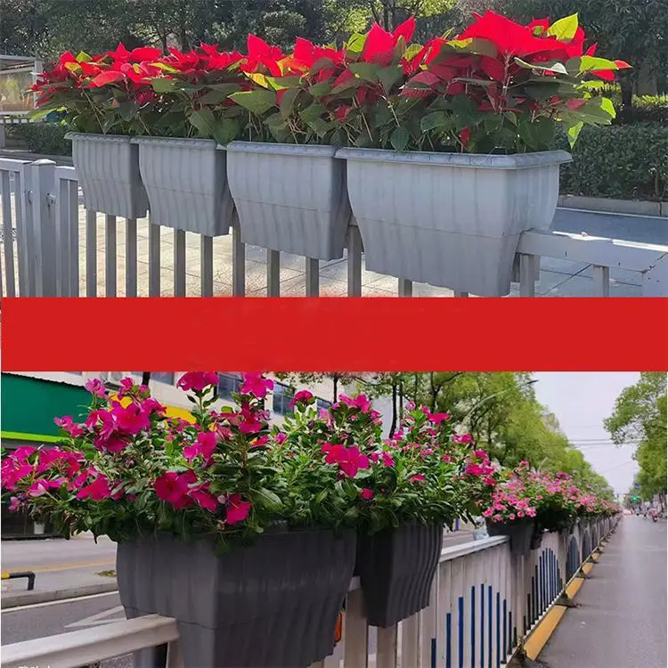 Large Rectangular Resin Plastic Flowerpot Riding Style Balcony Garden Planter For Home Planting Design