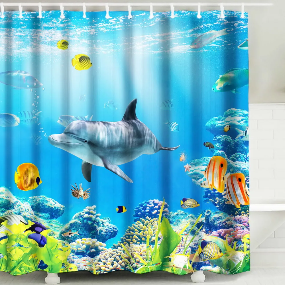 
Designed Digital Printing Water Repellent Submarine World Series Shower Curtains 