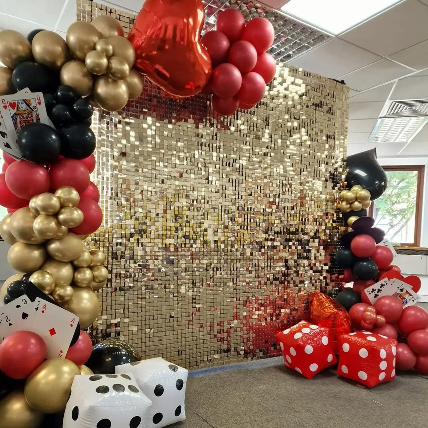 Light Gold Shimmer Wall 24 pcs Gold Sequins Backdrop Decoration Panels Photo Backdrops for Birthday Anniversary Decoration