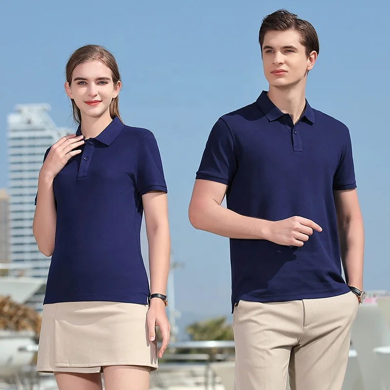 High Quality Work Uniform Polo T Shirt Solid Custom Company Logo Embroidery Business Office Staff Workwear Men Polo Shirt