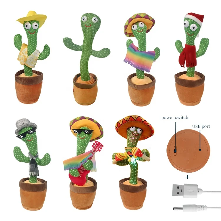 Hot product recording dancing  stuffed plant plush cactus toy for baby