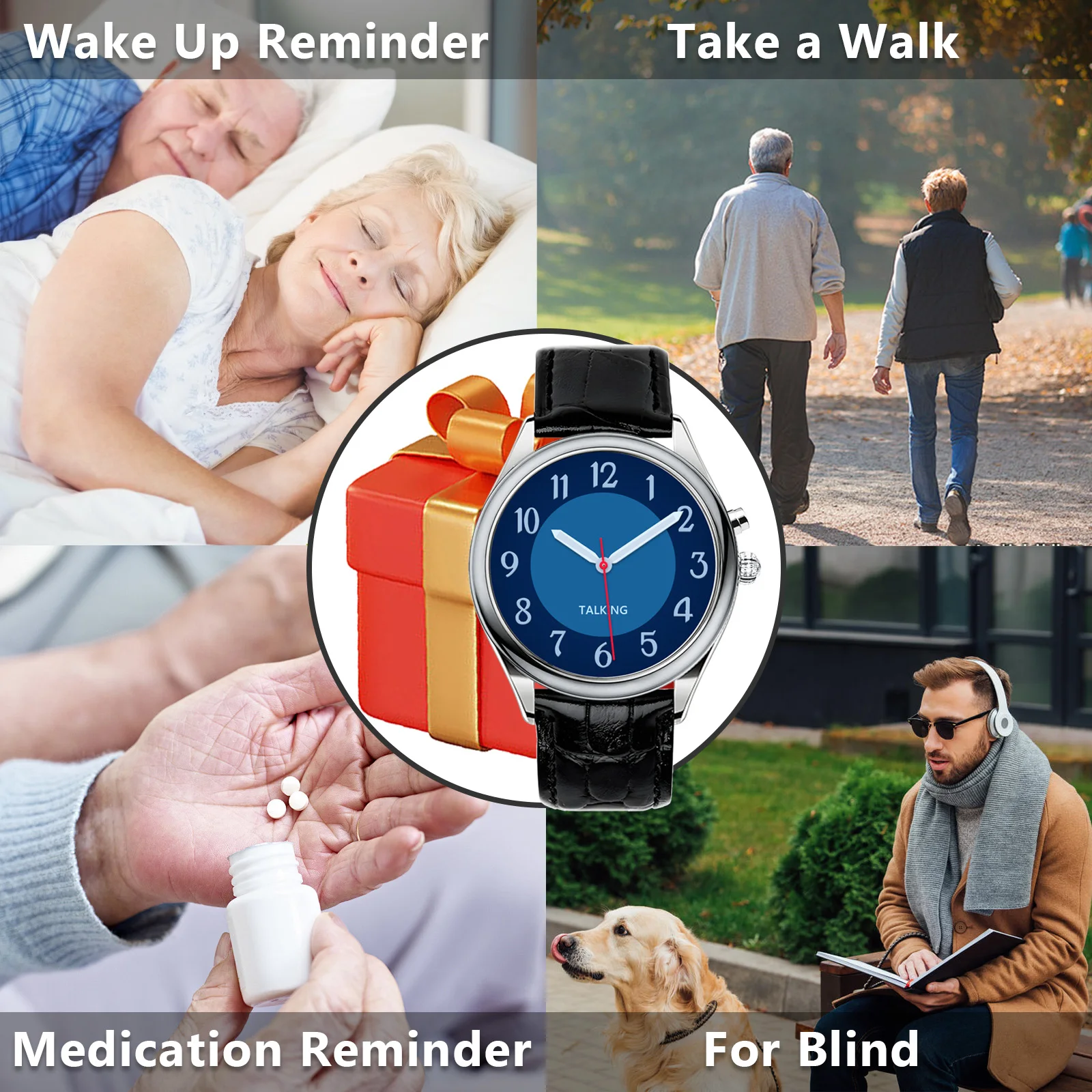 Talking Wrist Watch with Alarm Analog Hands and Digital English Talking Watch For Blind Person Visually Impaired or the Elderly