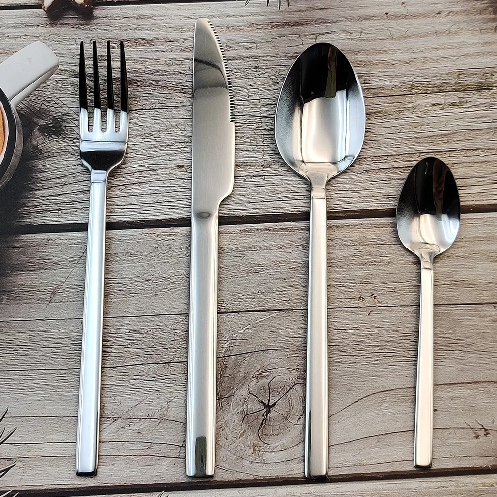 Custom High Quality Kitchen Cutlery Set Dishwasher Safe Flatware Stainless Steel 4PCS Luxury Silverware for Restaurant
