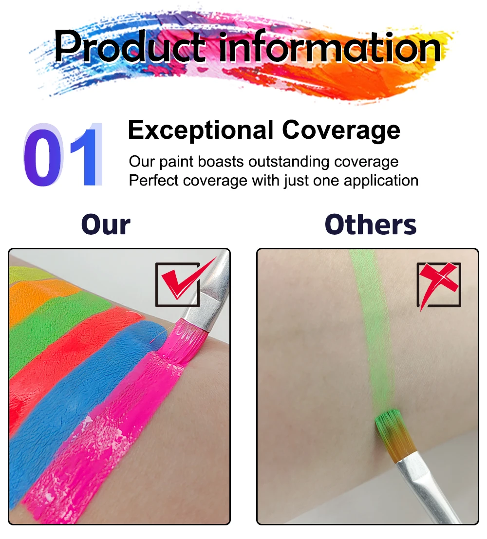 8 Luminous Facial Colour Bodypaint Black Light 12 Color Neon Painting Uv Tube Pcs Glow In The Dark Body Face Paint Set