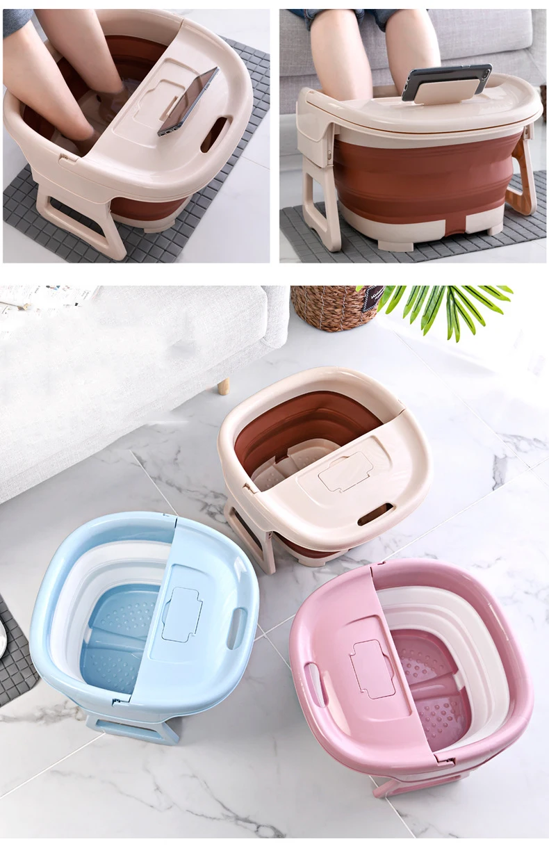 
Foldable Footbath Plain Foaming Massage Bucket Foot Soaking Bucket Household Plastic Sauna Bathtub Pedicure Bath Water Bucket 