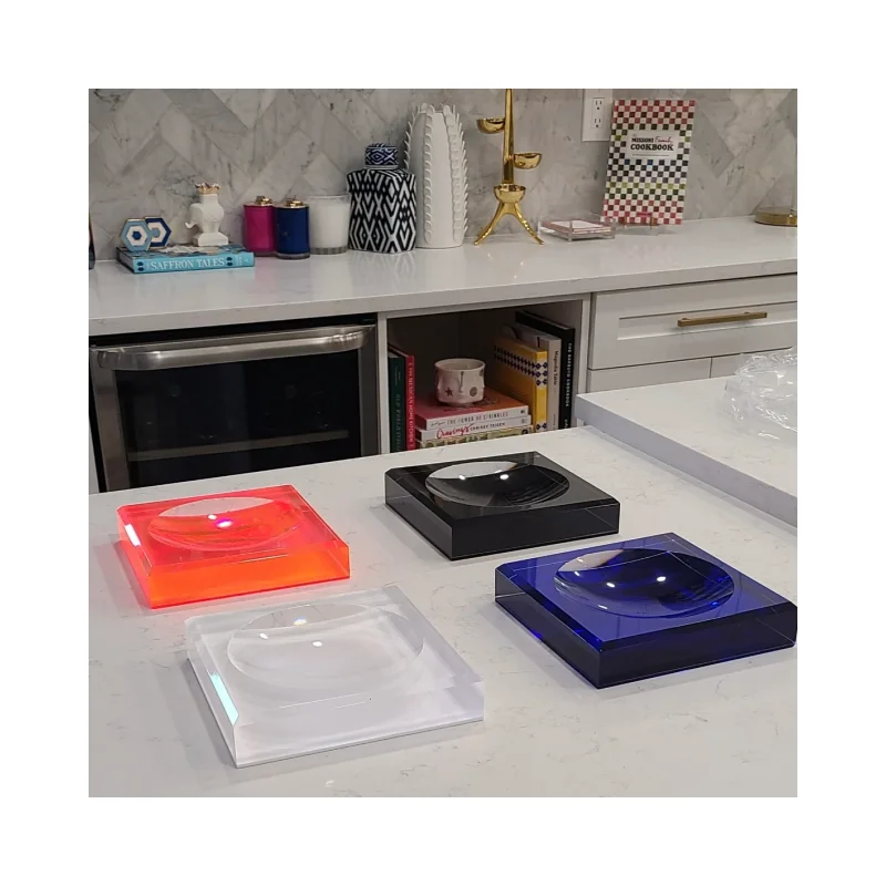Neon Acrylic Polished Petite Candy Bowl Custom UV Printing Square Solid Acrylic Block Candy Dish Acrylic Candy Dish