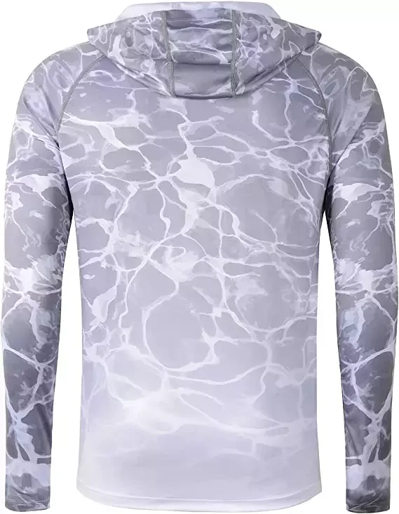 UV Protection Quick Dry Orange Sublimation Recycled Long Sleeve Fishing Hoodie Shirt With Hood