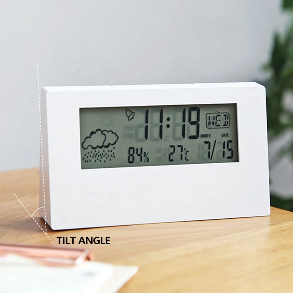 weather station display alarm clock promotional household Temperature Indicator with humidity LCD table clock LOGO custom