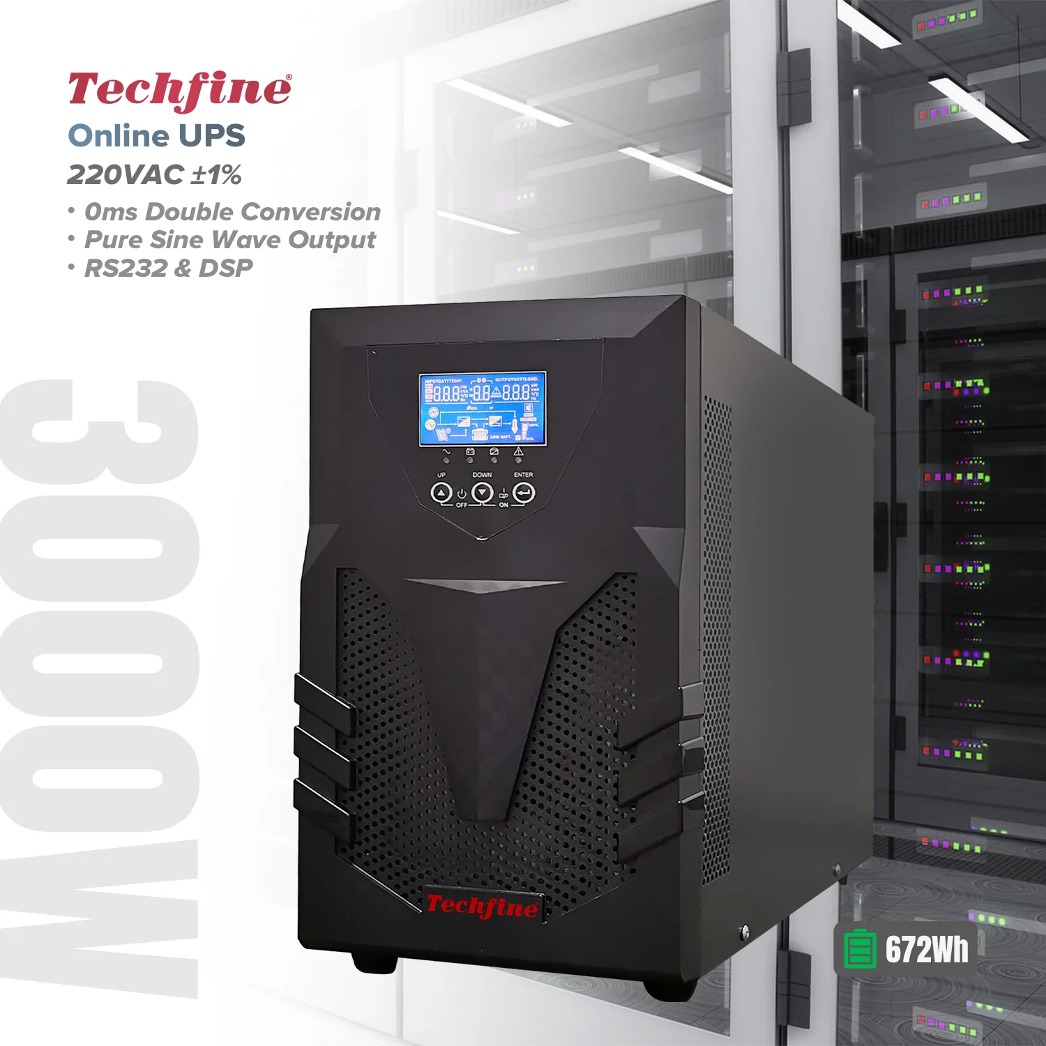 No break UPS uninterruptible power supply 3KVA 2400W 3000W Online UPS with battery inside office power back up