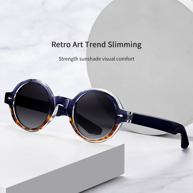 Retro Round Customized Sunglasses TAC Lenses UV400 Blocker Sun Glasses Acetate Temples Sunglasses 2024