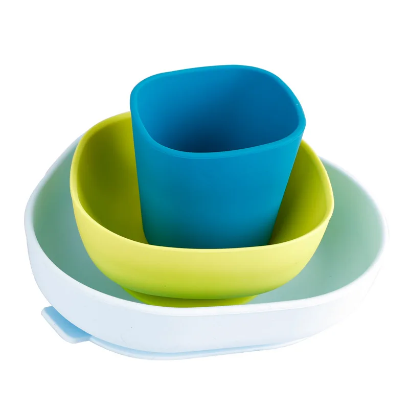 Wholesale Soft Non-slip Tableware Bowls Set Baby Water Cup  Silicone Dinner Plate
