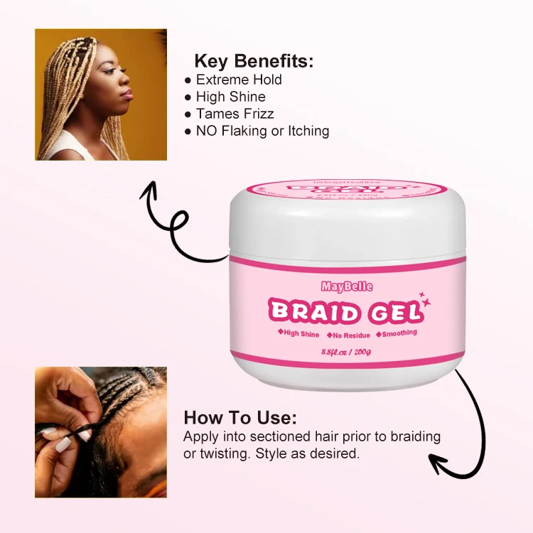 No White Private Label Loc Gel Extra Hold Travel Size Edge Control Extreme Hold Long Lasting Add Shine Braid Mousse