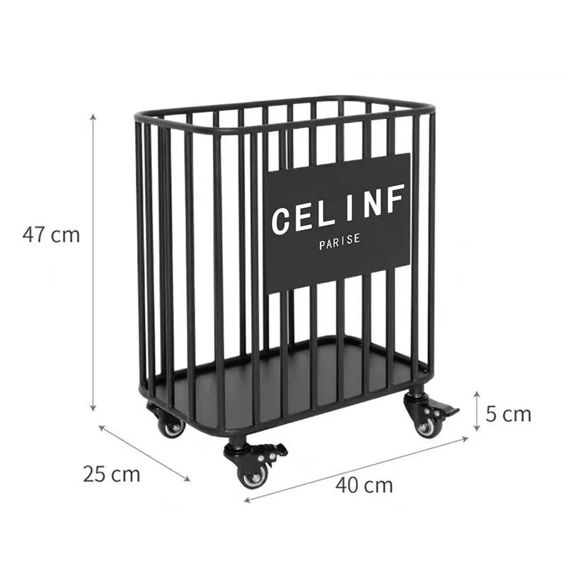 Large-size Rolling Laundry Hamper With Wheels, Metal Laundry Basket Cart For Clothes Or Linen Storage Organize