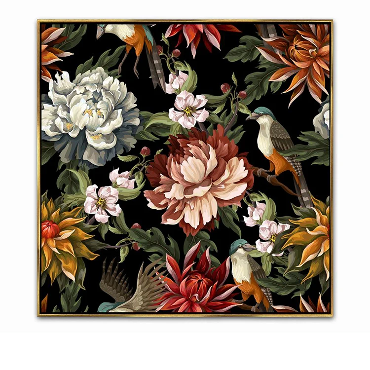 Modern Style Art On Frame Handmade Oil Painting Flower Canvas Painting