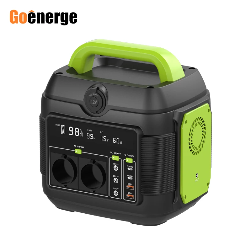 Outdoor Portable Backup Power Bank Supply Lithium Battery Solar Generators Goenerge Portable Power Station 600w