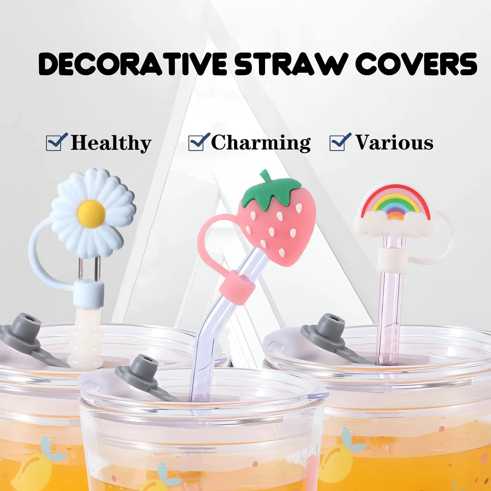2024 custom design Dust-Proof Reusable Straw Tips Lids Straw Topper Straw Cover Cap Compatible with 30&40 Oz Tumbler