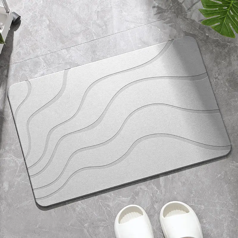 2024 Factory Customized Ultra Absorbent Diatomaceous Earth Bath Mat Classic Grey Non-Slip Fast Drying Stone Newest Hot Home
