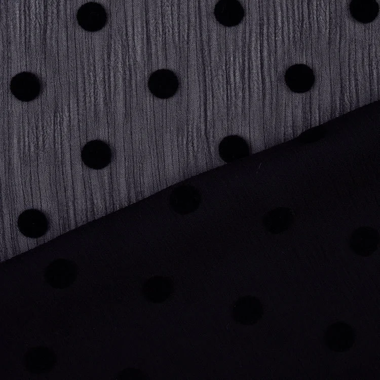 Pan You Textile 100% Polyester Knitted Fabric Chiffon Crepe Flocked for Spring Summer Dresses & Shirts Fashion Strap Design