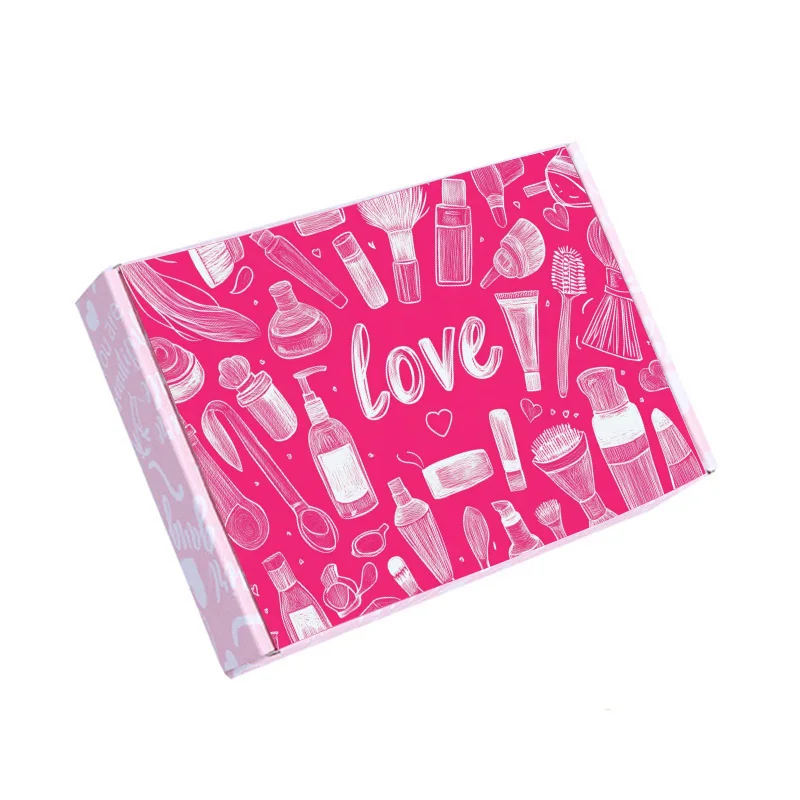 pink Custom colored Cardboard Mailing Shipping Box packaging cosmetic clothes boxes with your logo