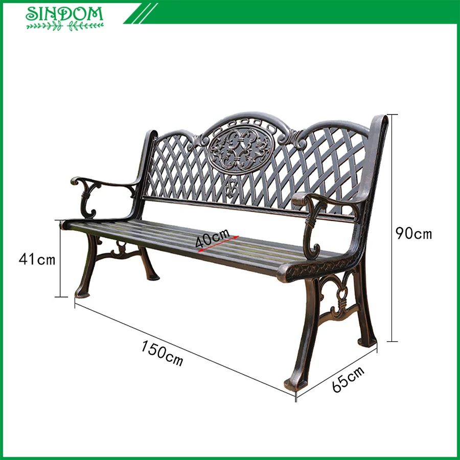 Custom Urban Furniture Garden Outdoor Street Metal Aluminium Chair Decorative Park Long Bench