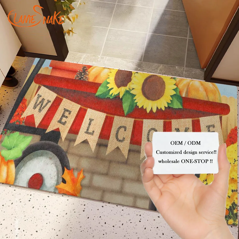Customized Printing Outside Door Mats Christmas Decoration Door Mat For Home Entrance