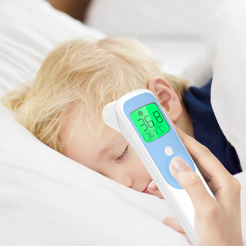 Digital Infrared Forehead and Ear Thermometer Gun for Adults and Kids with Fever Alarm Electric Power Source Chinese Version