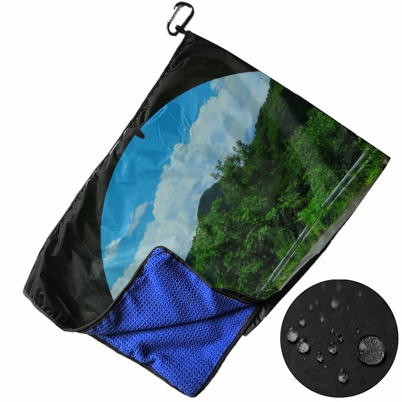 Outdoor Golf Cover Golf Waffle Towel with Photo Printing for Golf Bags Microfiber Raincover