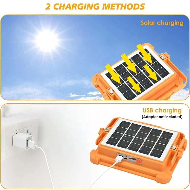 W/ Stand Hooks Magnetic Flood Lights Cordless Adjustable Emergency Worklight Solar Rechargeable Portable Led Working Light